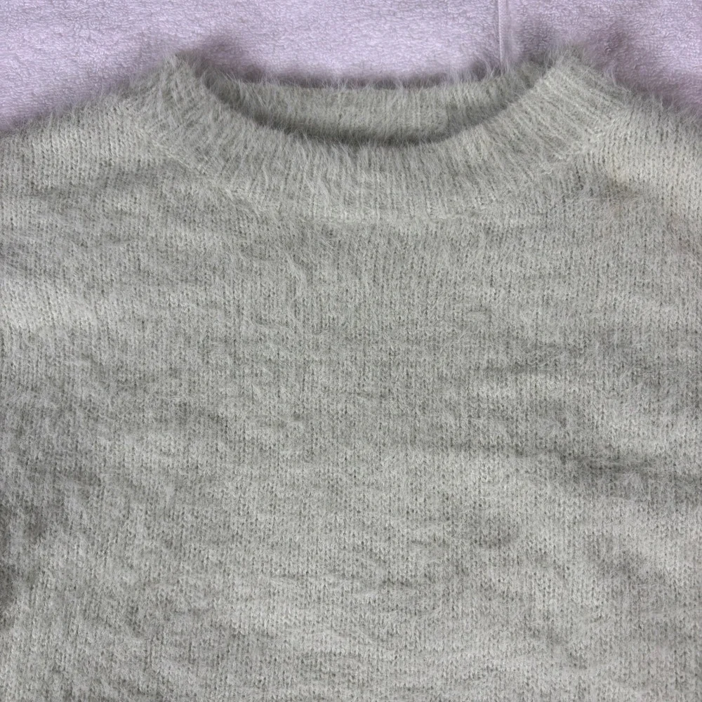 Nasty Gal Sweater Set Womens M Mint Green Fuzzy Eyelash Knit Wide Leg Loungewear